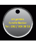 Hundemarke Aluminium Silber rund dreizeilig