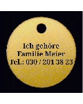 Hundemarke Aluminium Gold rund dreizeilig