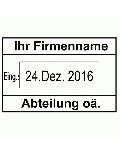 Wareneingangstempel mit Datum & zwei Textzeilen