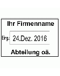 Wareneingangstempel mit zwei Textzeilen und Datum
