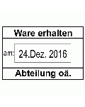 Wareneingangstempel, zwei Textzeilen & Datum