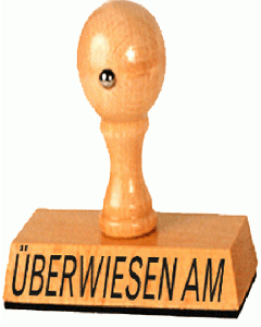 Lagertext Stempel Überwiesen am