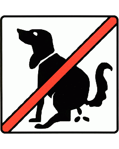 Kleines Schild kackender Hund