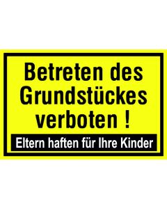 Hinweisschild Eltern haften für ihre Kinder