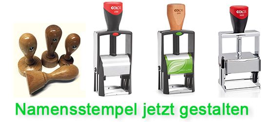 Namensstempel gestalten - Holzstempel mit Namen oder Selbstfärber als Namensstempel